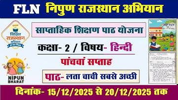 FLN निपुण राजस्थान अभियान l एफ‌एल‌एन कक्षा 2 हिन्दी साप्ताहिक शिक्षण  योजना l FLN hindi lesson plan 