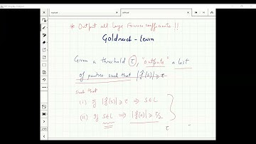 W9L2: Goldreich-Levin for learning theory