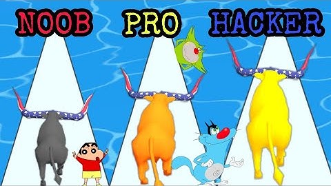 Noob vs Pro vs Hacker in bull master run | Oggy and Jack | Tiroti Gaming