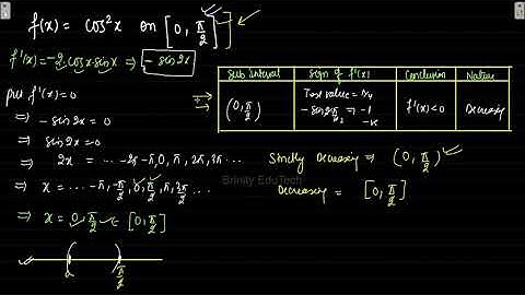 AOD - I - [NCERT] Increasing Decreasing Functions- f(x) = cos^2 x [0, pi/2]