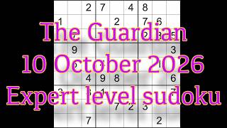 Sudoku solution – The Guardian 10 October 2026 Expert level sudoku screenshot 3