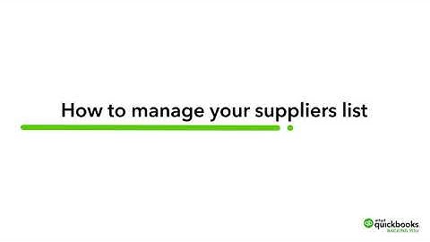 How to Add and Manage Suppliers in QuickBooks Online | QuickBooks Online Europe