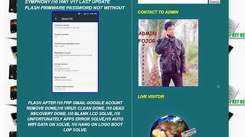 SYMPHONY I10 HW1 V17 LAST UPDATE FLASH FIRMWARE PASSWORD NOT WITHOUT