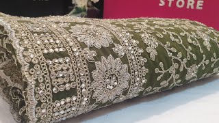 MEHENDI GREEN DESIGNER SAREE IN STONE WORK & ZARI WORK @ZarangStore #ZARANGSAREE #GREENSAREE screenshot 3