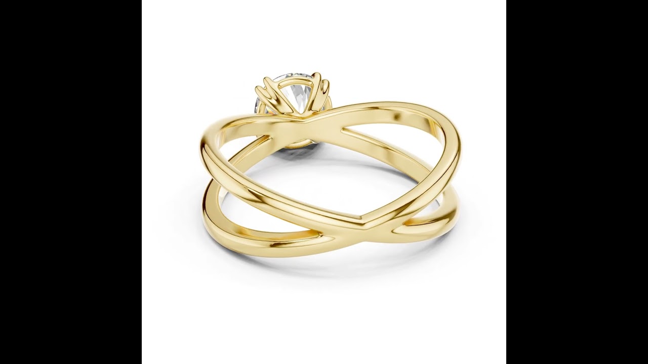 Round Cut Lab Grown Diamond Criss Cross Statement Ring