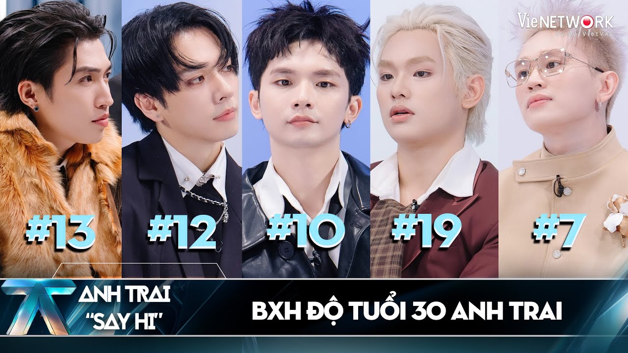 BXH ĐỘ TUỔI 30 ANH TRAI SAY HI MÙA 2 - Từ Em Út đến Anh Cả