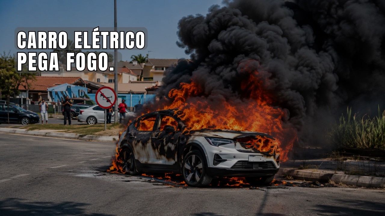 Veículo elétrico pegou fogo ainda em movimento. Motorista escapou por  pouco