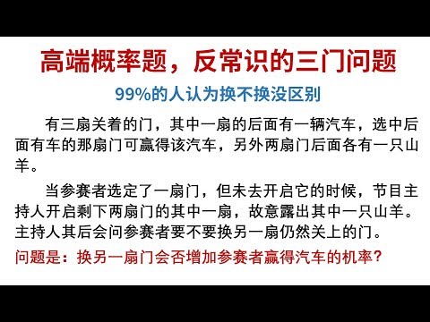 高端概率题，反常识的三门问题，答案是会增大，你知道为什么吗