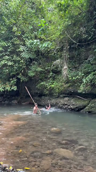 Omg very big snake backsan in the river hole