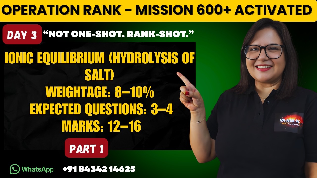 Operation Rank 2026: Ionic Equilibrium (Hydrolysis of Salt) | NEET 2026 High Yield  #neet2026