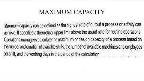 Operations Management: Module 3- Capacity Part 1