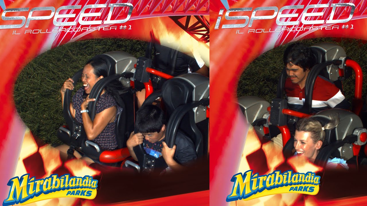 iSpeed Roller Coaster ride in Mirabilandia Park in Italy.Extreme roller coaster.Theme Park in Italy