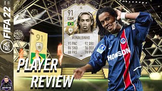 THE BEST CAM IN FIFA 22? 91 MID ICON RONALDINHO PLAYER REVIEW! FIFA 22 ULTIMATE TEAM