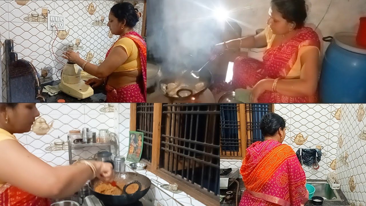 आंधी🌚 रात तक जागकर की इस न्यौता की अकेले ही तैयारी ||Village 🛖 women Life 