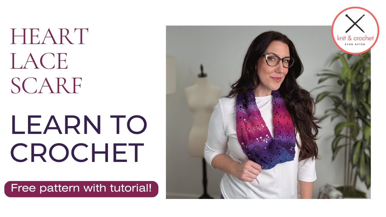 Heart Lace Scarf Crochet Pattern | Easy Free Crochet Scarf Tutorial