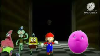 Mario and friends running away from wario apparition