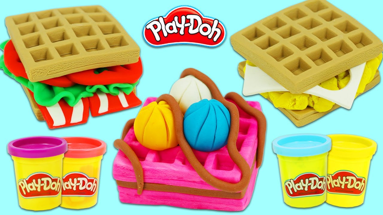 How to Make Yummy Looking Play Doh Breakfast, Lunch, & Dessert Waffles