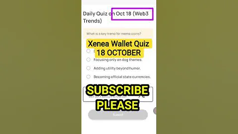 18 October Xenea Wallet Quiz Answer | Xenea wallet daily Quiz Answer Today | Xenea Wallet Quiz