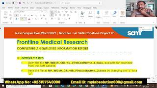 New Perspectives Word 2019 | Modules 1-4: SAM Capstone Project 1b Frontline Medical Research