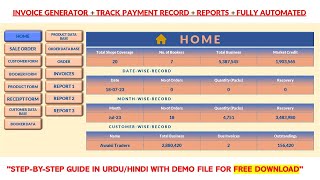 How to Create an Automated Invoice Generator with Payment Tracking, Report Generation #excelsteps