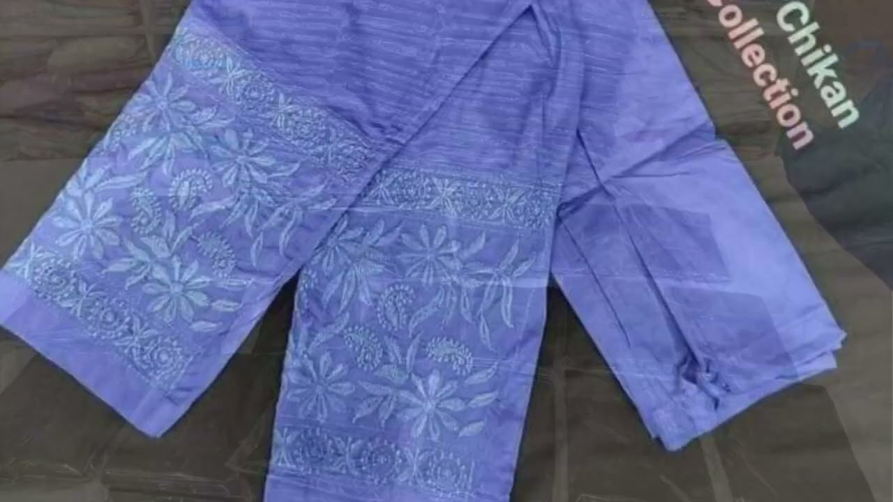 Pure Cotton Strechable Pants With Fine Embroidery Lucknavi Chikan Work
