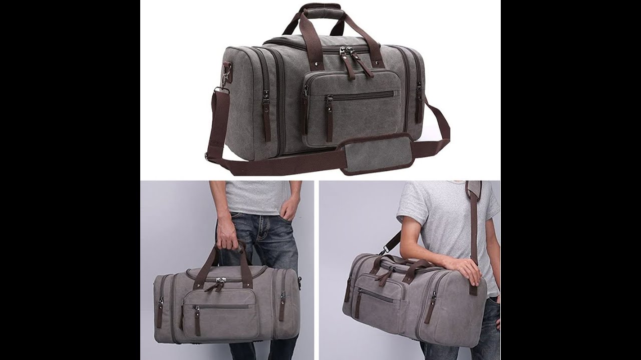 Men Travel Bag Canvas Multifunction Leather Bags Carry on Luggage Bag