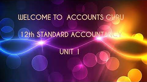 12th STANDARD UNIT 1 Accountancy TN Board Account