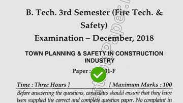 2018 Mdu BTech FTS 3rd Sem Town Planing & Safety in Construction Question Paper