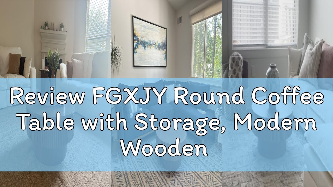Review FGXJY Round Coffee Table with Storage, Modern Wooden Coffee Table with Solid Wood Veneered, C