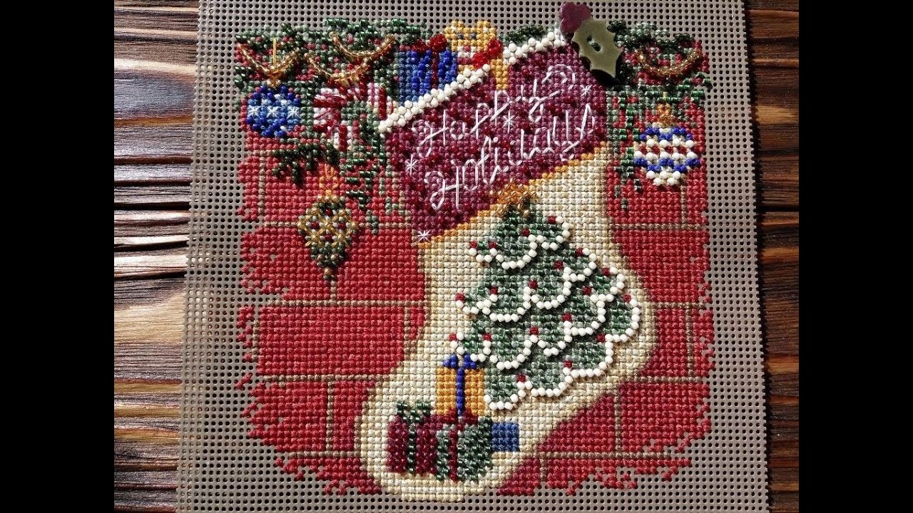 Mill Hill "Holiday stocking" Процесс и готовая работа