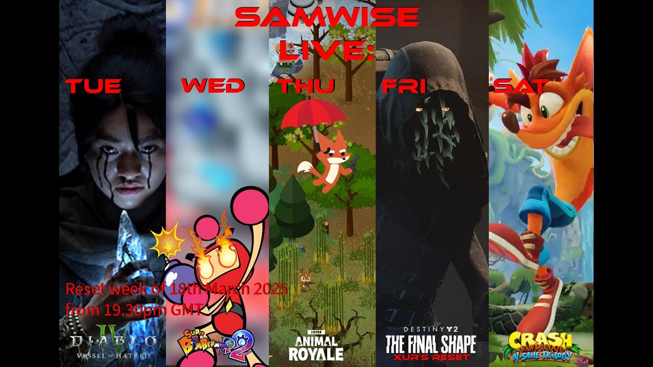 SamWise Live Update: Week of 18 March 2025 streams - YouTube