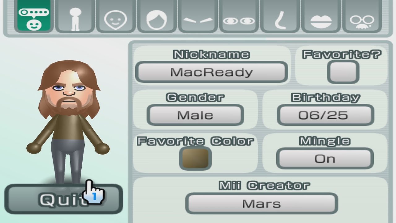 MiIページ　qm R.J. MacReady - The Thing - Mii 3275 - YouTube