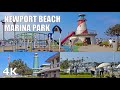 Marina Park &amp; Lighthouse Cafe in Newport Beach California, Travel Walking Tour, 2021, 4K