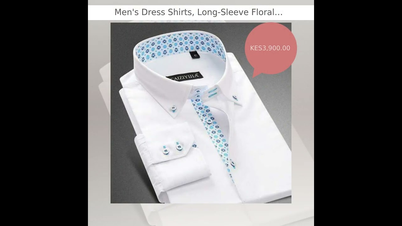 Men's Dress Shirts, Long-Sleeve Floral Print Patchwork Dress Shirt