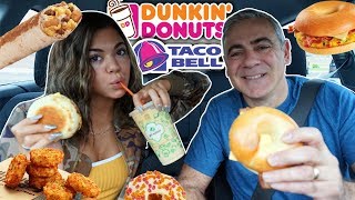 Drive With Me To School MORNING MUKBANG (Dunkin Donuts & Taco Bell) | Steph Pappas