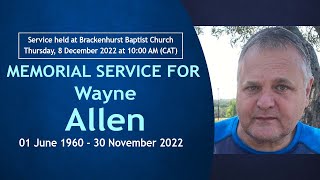 Memorial Service for Wayne Allen