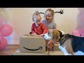 Our children and dogs surprised by gifts from our fan