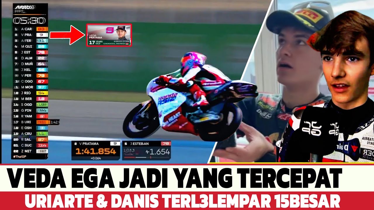 Hasil FP moto3 thiGP, Veda Ega pratama Segel posisi ke 6~ungguli kecepatan brian Uriarte dan danis