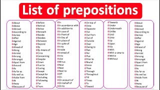 PREPOSITIONS | List of prepositions 