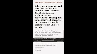 Safety, immunogenicity and persistence of immune response to the combined diphtheria,... | RTCL.TV