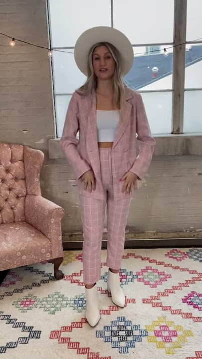 Pink Plaid Crop Pant