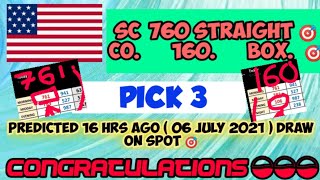 CONGRATS ! 2 STATE'S for Winning Pick 3 ( SC  761 & CO 160 ) ON SPOT🎯 16 hrs ago 06 JULY 2021 Draw