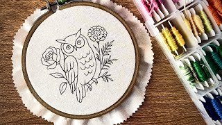 Floral owl embroidery tutorial || Embroidery for Beginners - Let’s Explore 