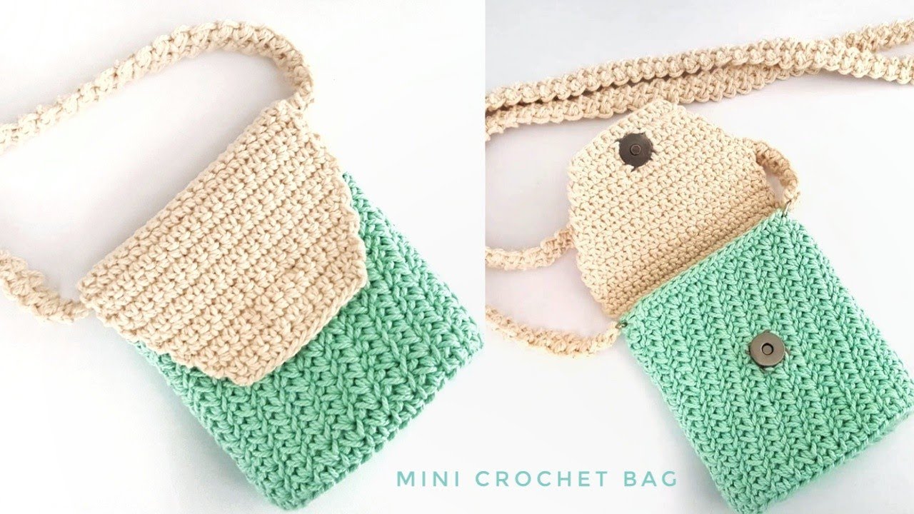 Crochet mini bag with shoulder strap - YouTube
