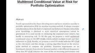 Multitrend Conditional Value at Risk for Portfolio Optimization