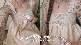 dragonfly babydoll dress - filet crochet tutorial