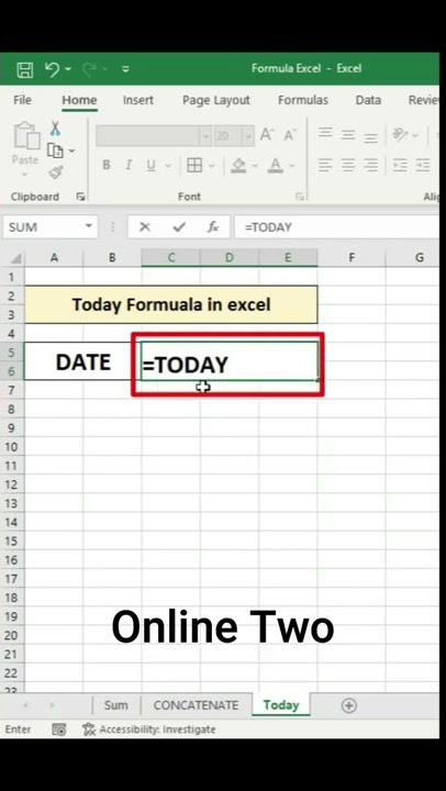 Today Formula in Excel