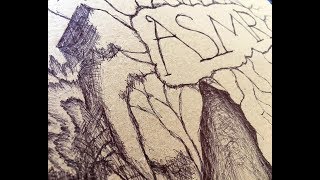 Drawing on cardboard with a biro {ASMR} | Pen Sounds | Scribbling, cross hatching and doodling