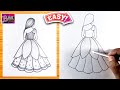 How to draw a girl wearing Lehanga | pencil sketch for beginner | girl drawing | easy drawing.