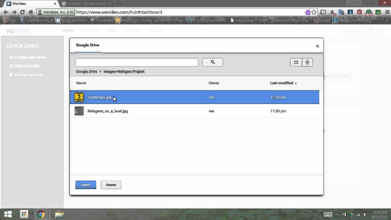 Uploading Images from Google Drive to WeVideo